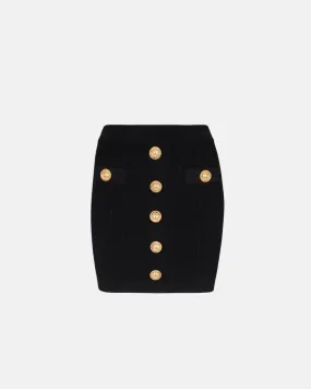 Balmain Women Hw Buttoned Knit Short Skirt Black