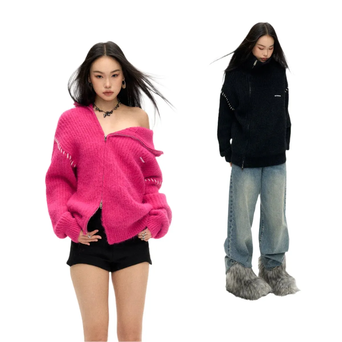 Chemical Reaction Hand Knitted Two Way to Wear Wool Sweaters