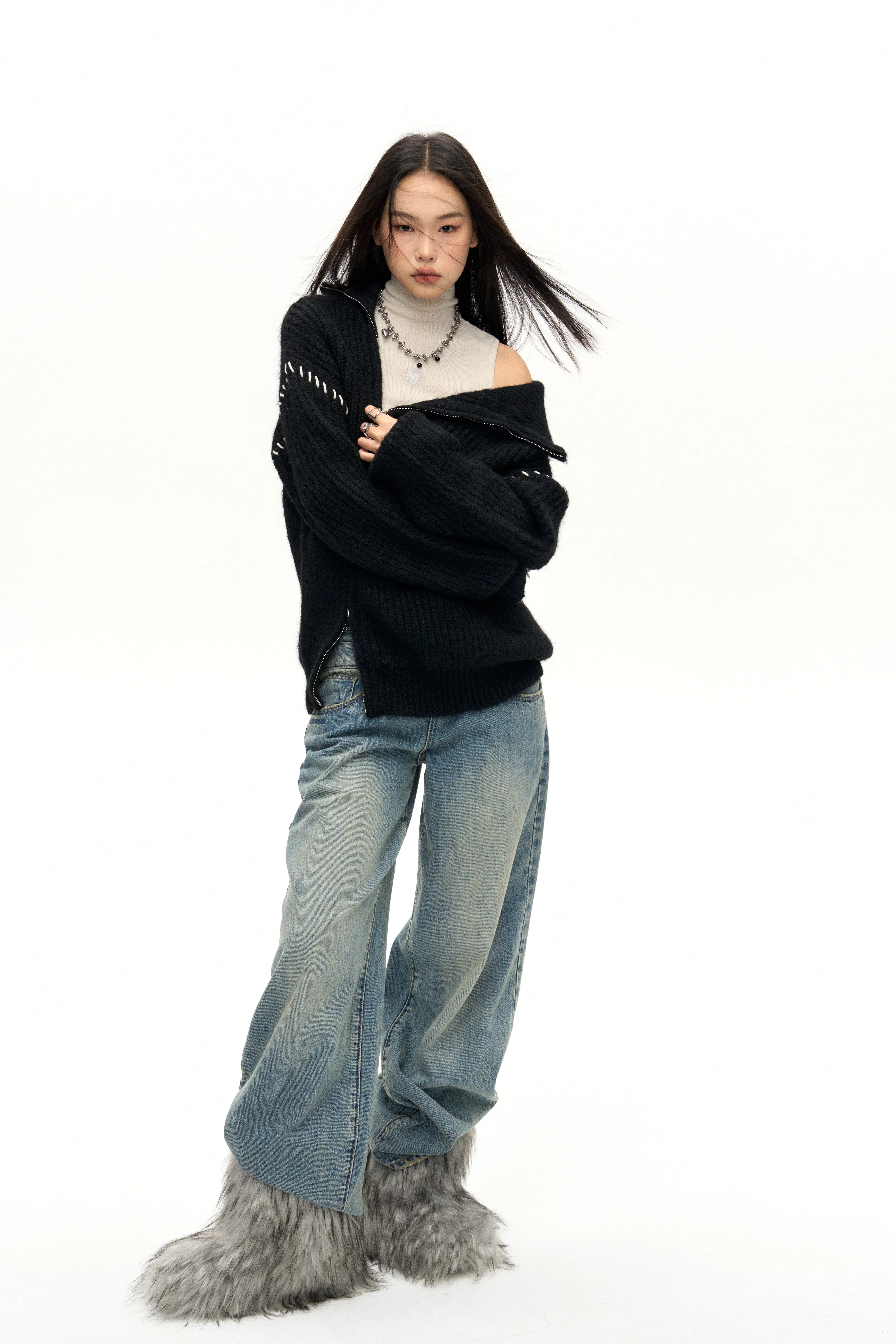 Chemical Reaction Hand Knitted Two Way to Wear Wool Sweaters