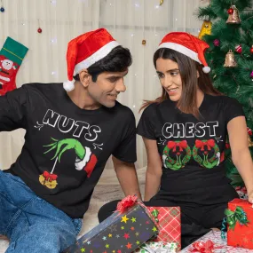 Chest Nuts Couples Matching T Shirts, Funny Christmas Matching Shirts, Holiday Sweatshirt, Cute Christmas Shirt, Couple Sweater, Family Tee
