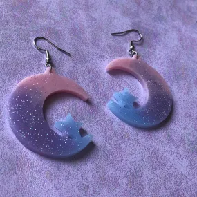 Cotton Candy Moon Earrings