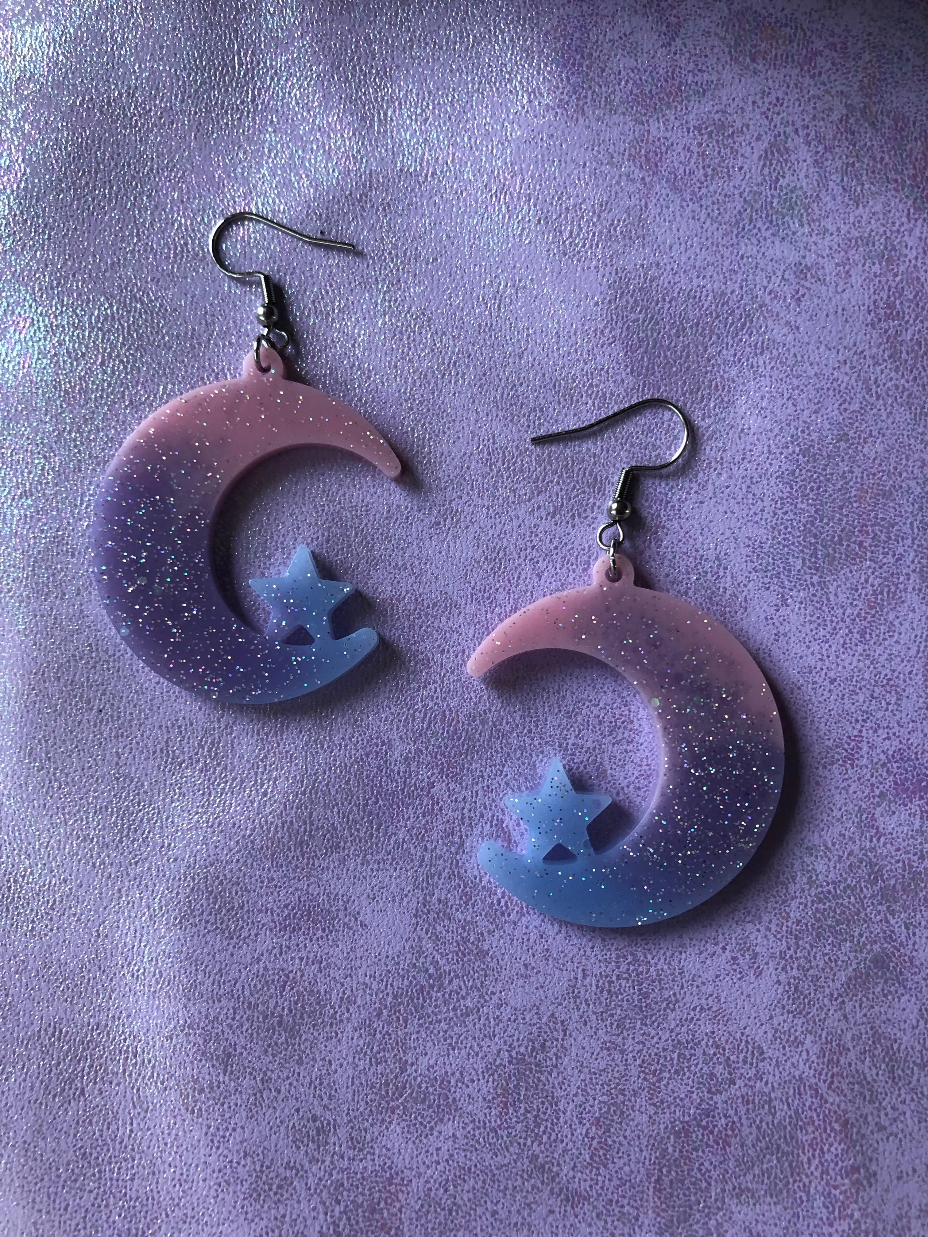 Cotton Candy Moon Earrings