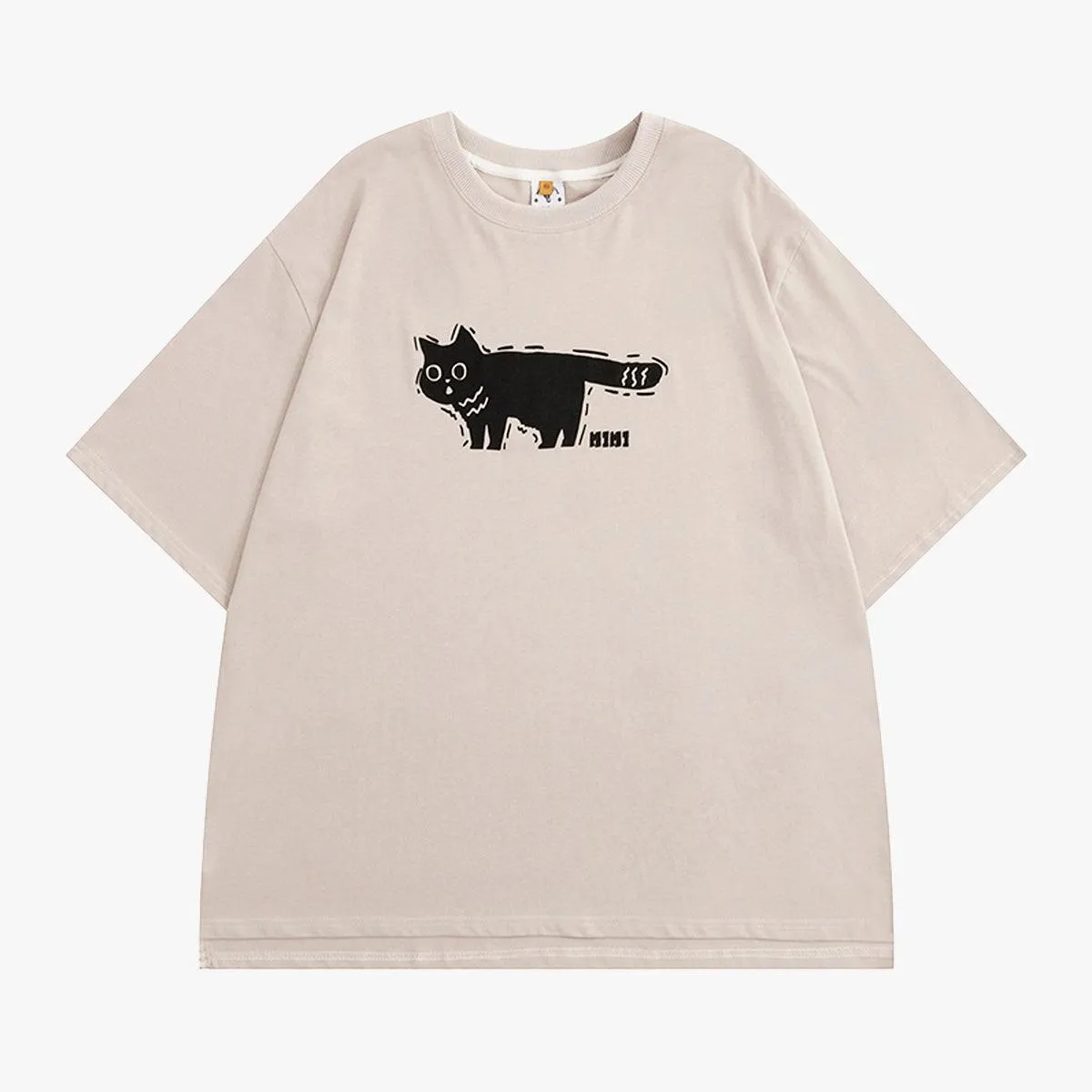 Dark Shaky Cat Aesthetic T-Shirt
