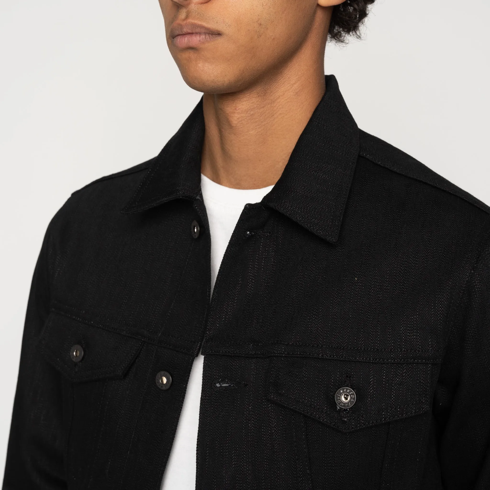 Certainly! Heres an optimized product title with descriptive modifiers:

Shinigami Selvedge Denim Jacket - Premium Japanese Selvedge Cotton, Authentic Unisex Fit