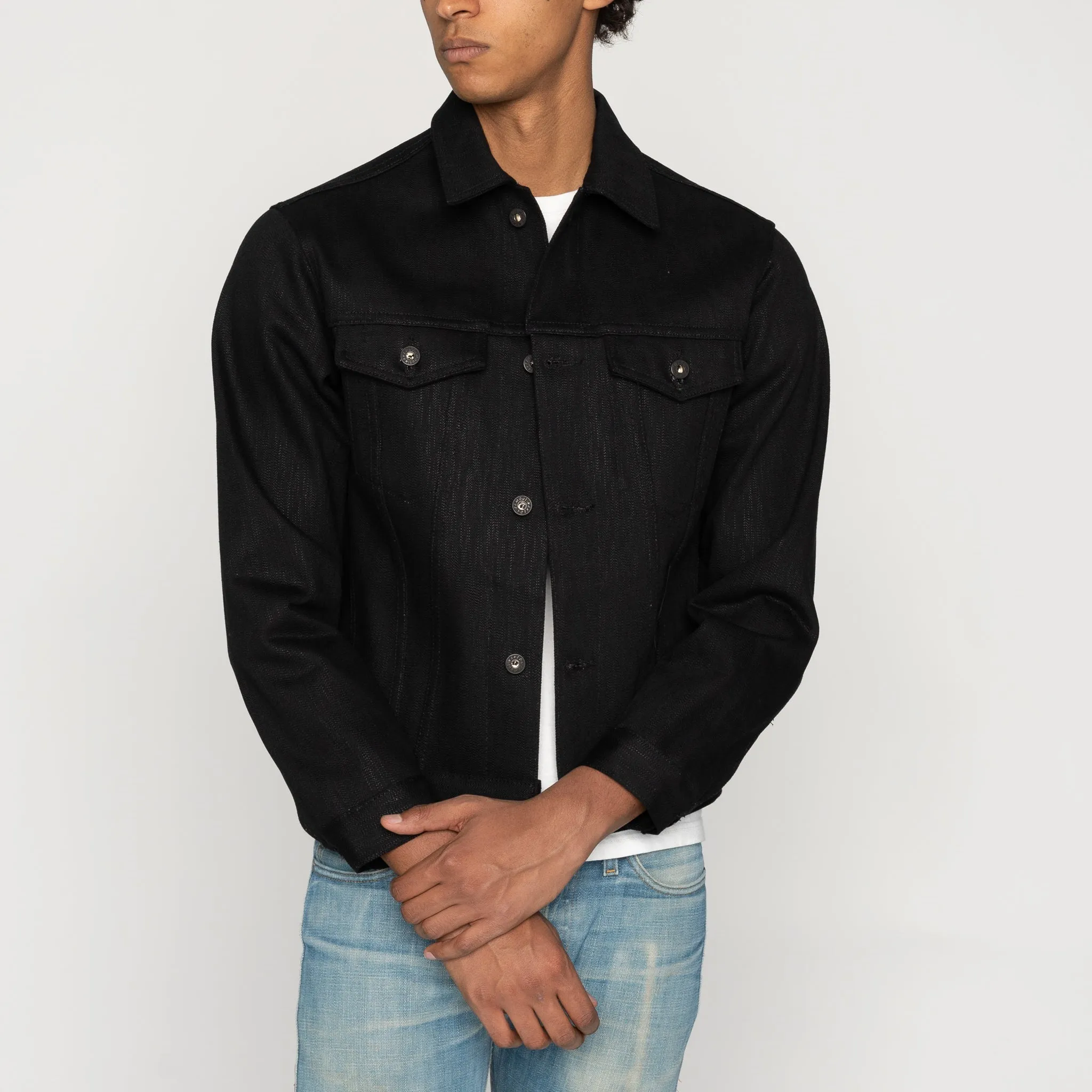 Certainly! Heres an optimized product title with descriptive modifiers:

Shinigami Selvedge Denim Jacket - Premium Japanese Selvedge Cotton, Authentic Unisex Fit