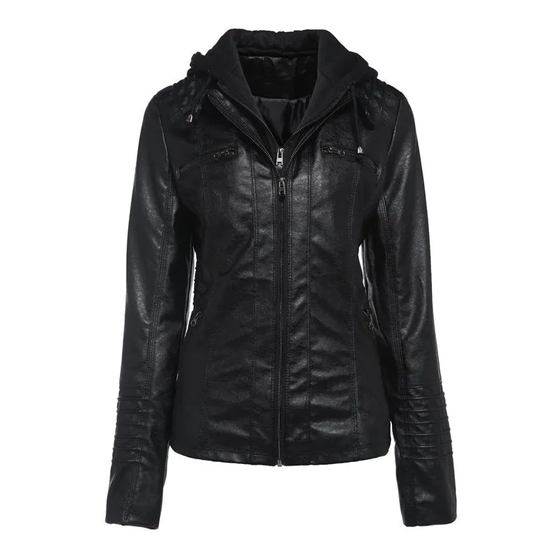 Female Goth Overcoats faux leather Jacket