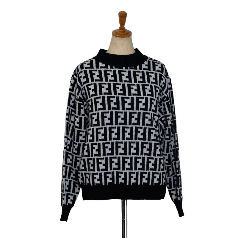 Fendi Wool Zucca Sweater Black White