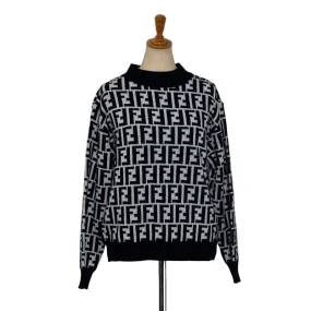 Fendi Wool Zucca Sweater Black White