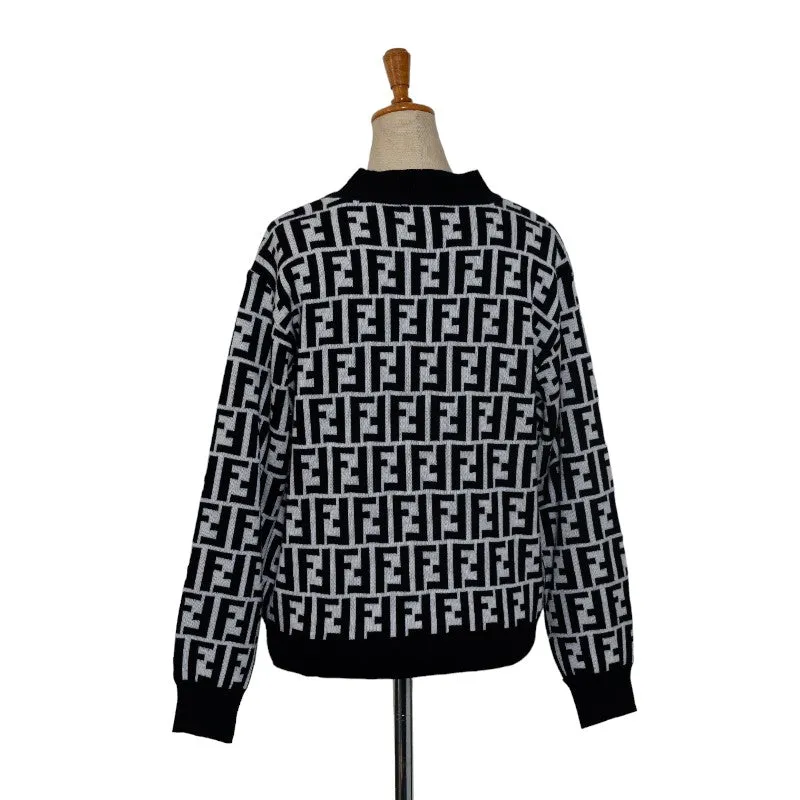 Fendi Wool Zucca Sweater Black White