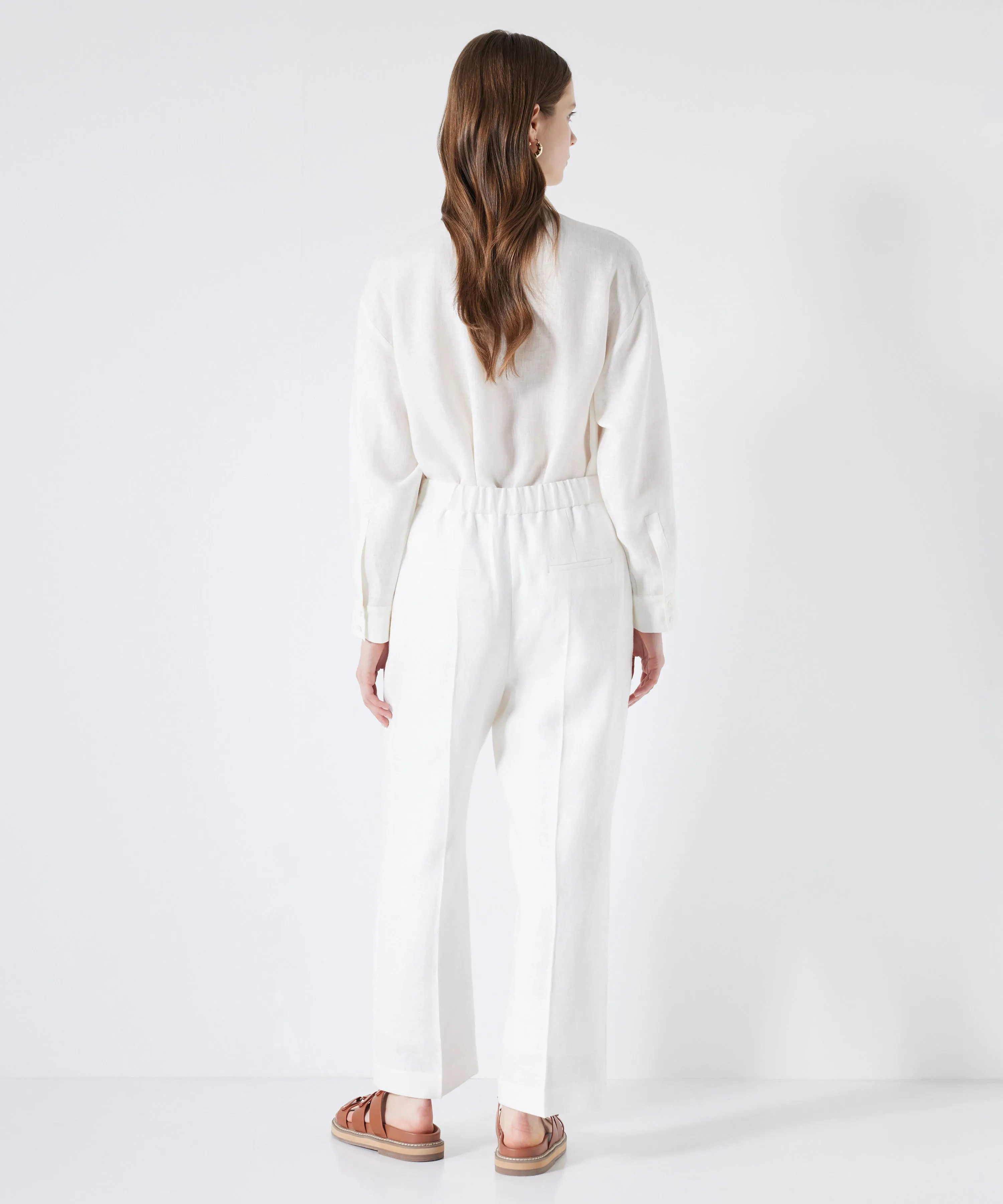 Ipekyol Straight Fit Linen Trousers White