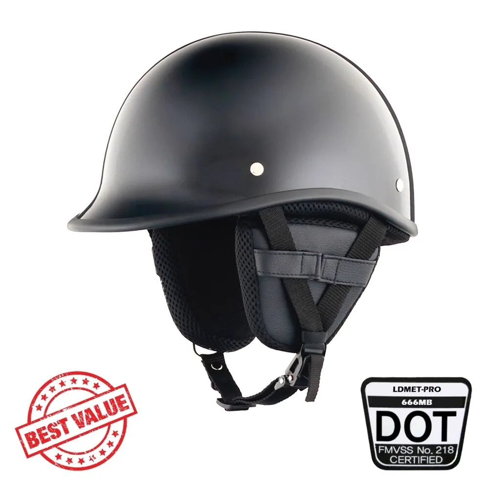 Low Profile Reversible DOT Polo Helmet / Gloss Black