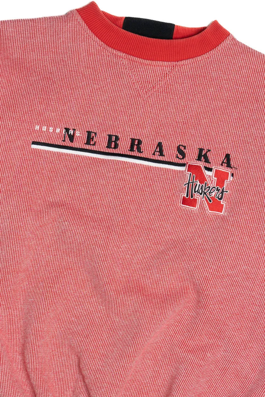 "Nebraska Huskers" Red Thin Striped Puma Sweatshirt (2000s)