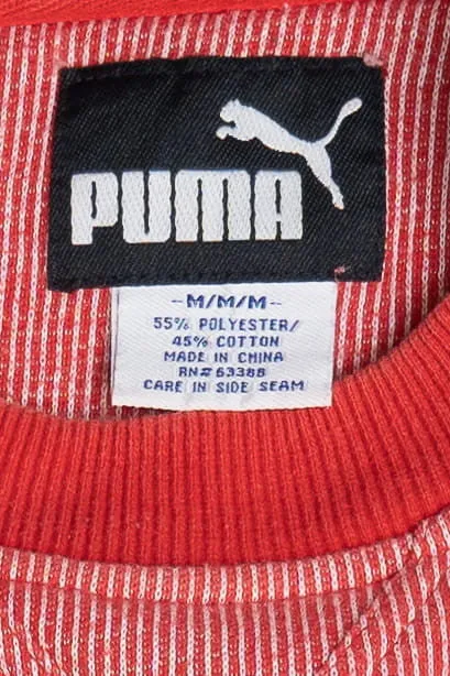 "Nebraska Huskers" Red Thin Striped Puma Sweatshirt (2000s)