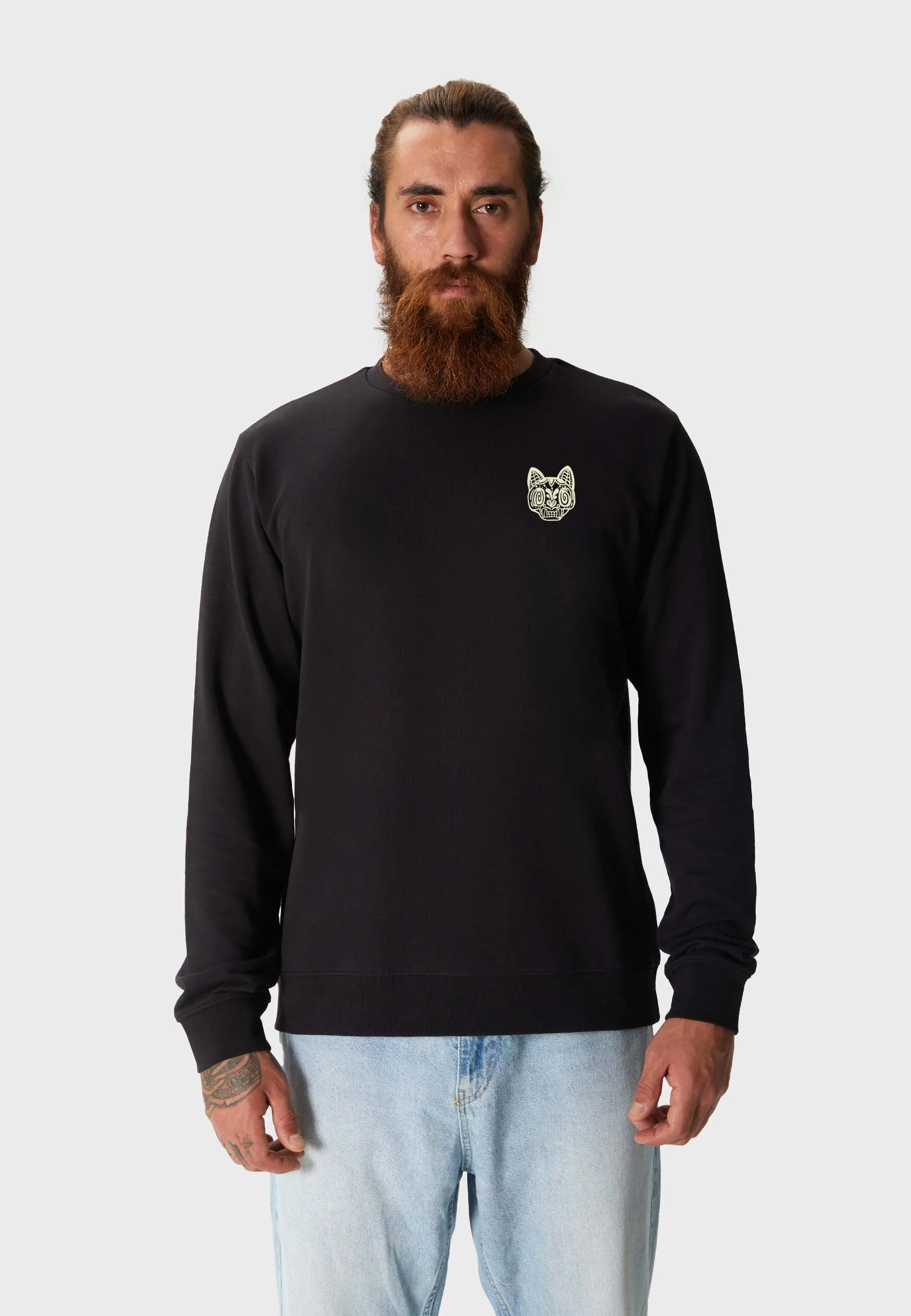 Rebel Cat Backprint Sweatshirt Black