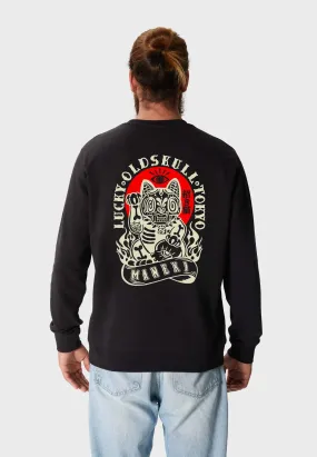 Rebel Cat Backprint Sweatshirt Black