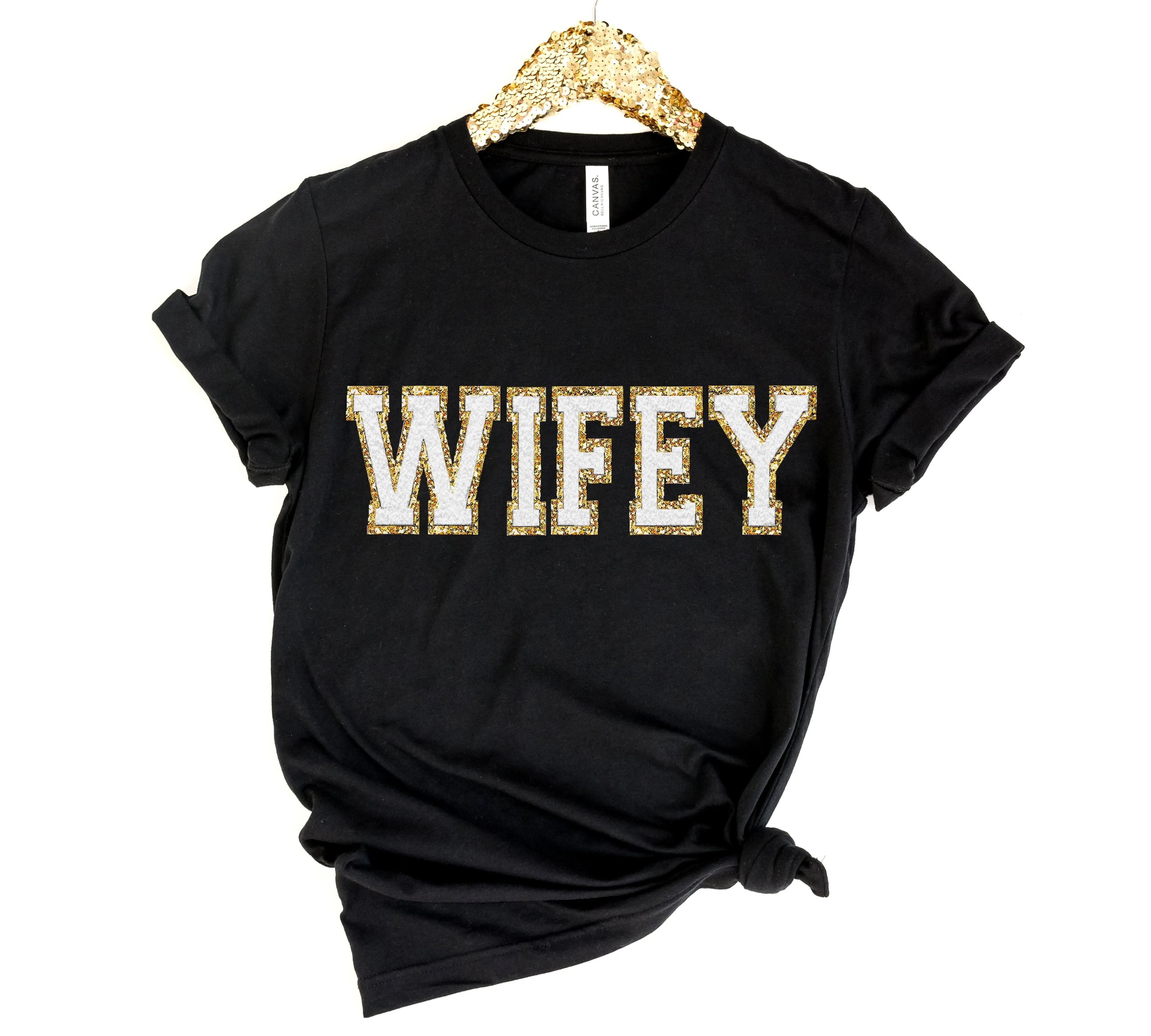 WIFEY Letter Patch Sweatshirt - Black