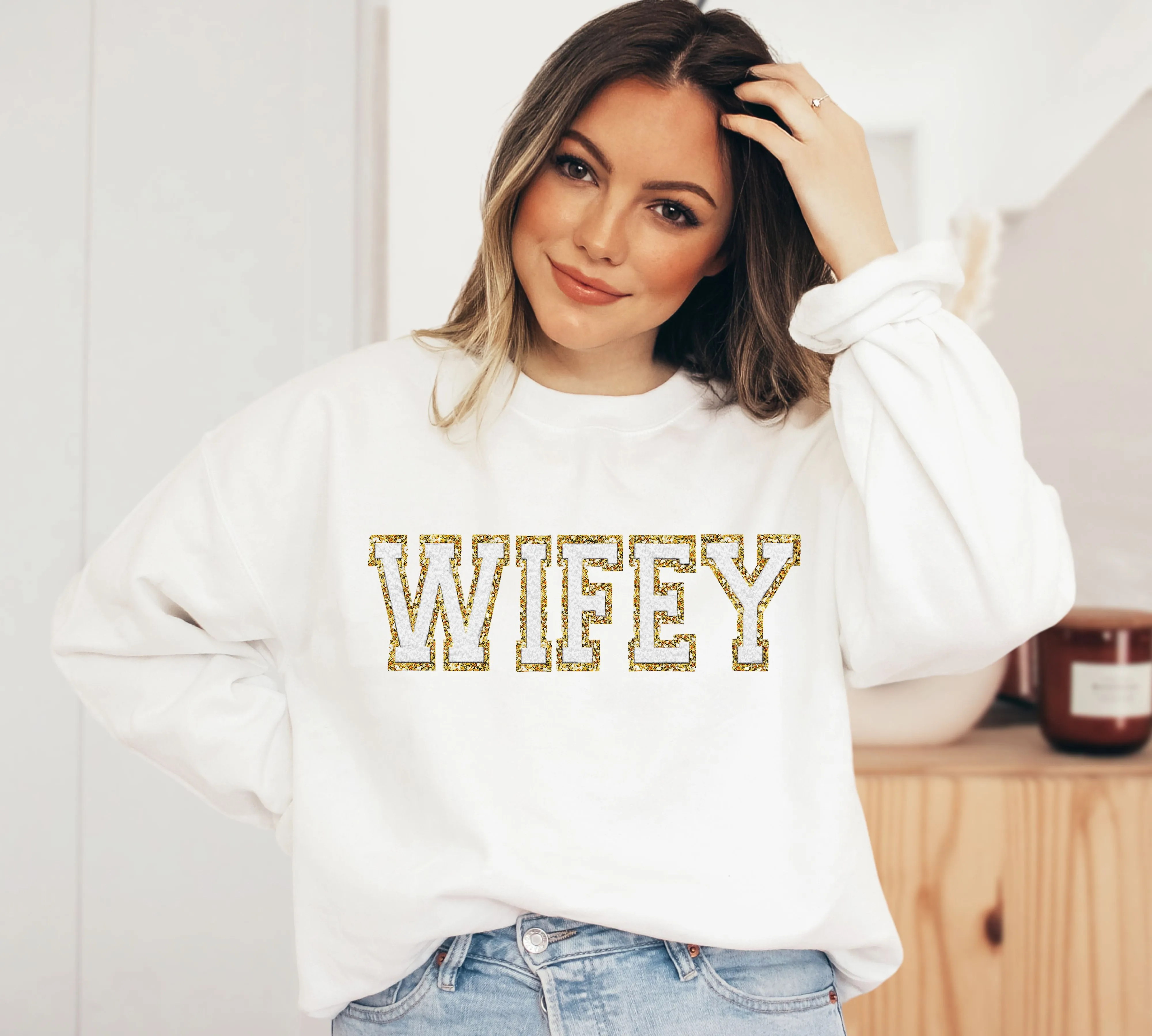 WIFEY Letter Patch Sweatshirt