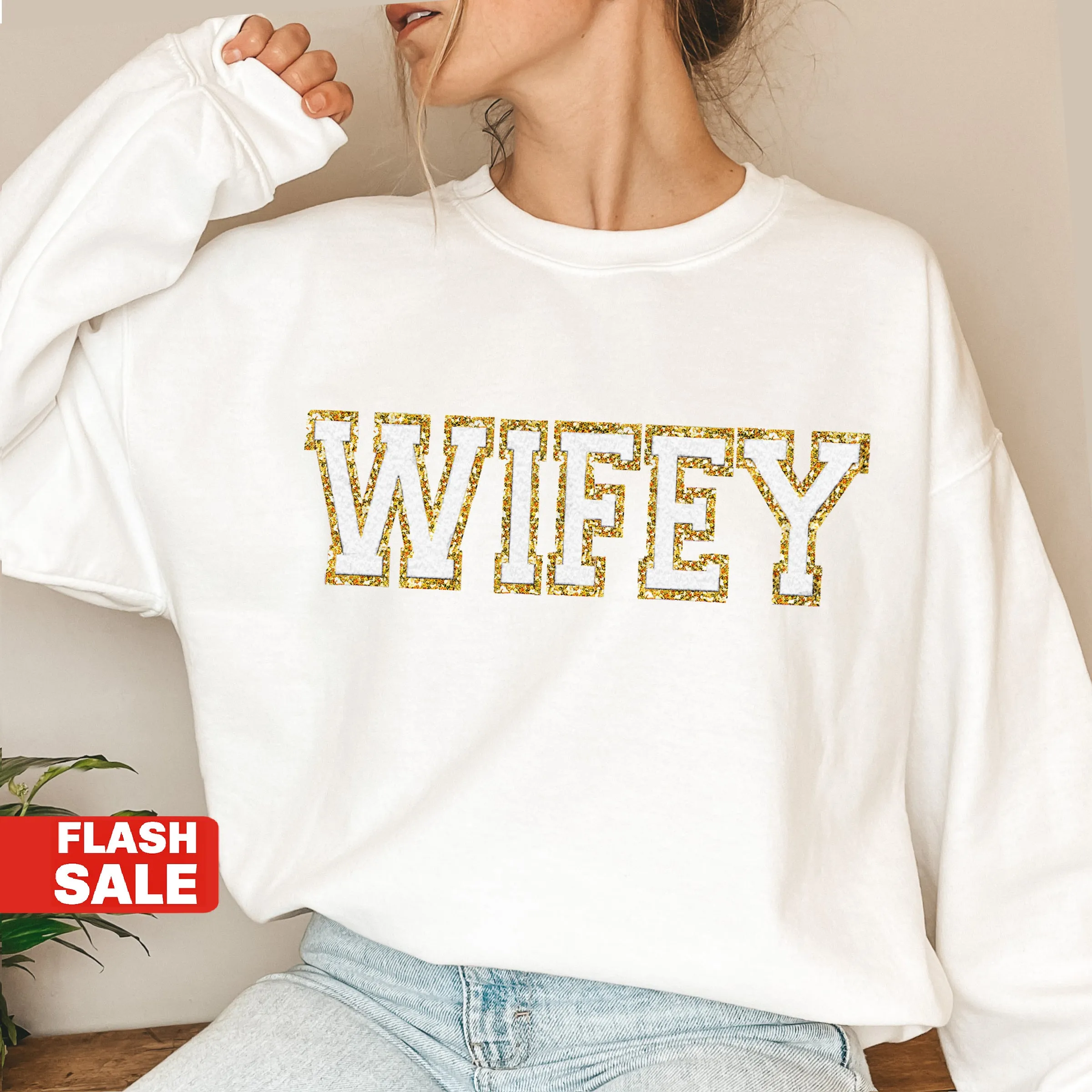 WIFEY Letter Patch Sweatshirt